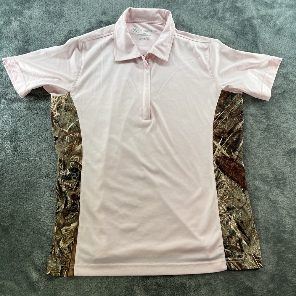 Boo by Firethorn Tour Women's Large Pink 1/4 Zip Golf Polo Shirt Side Camo Block